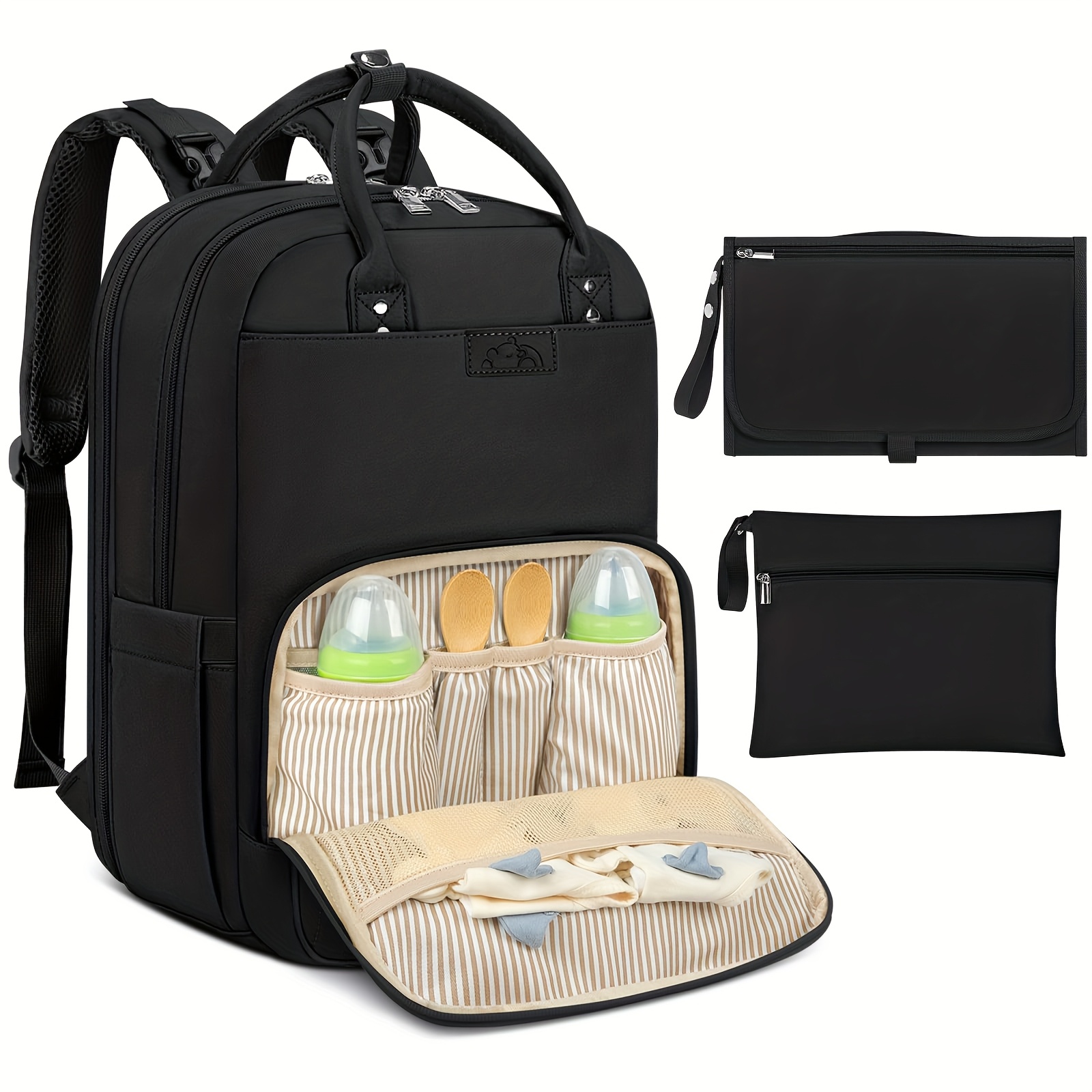 Backpack Diaper Bag - NEWHEY เปลี่ยนกระเป๋ากระเป๋าเป้สะพายหลังแบบพกพาเปลี่ยนเสื่อกระเป๋าผ้าอ้อมกระเป๋าผ้าอ้อมขนาดใหญ่กระเป๋า Rucksack สําหรับแม่